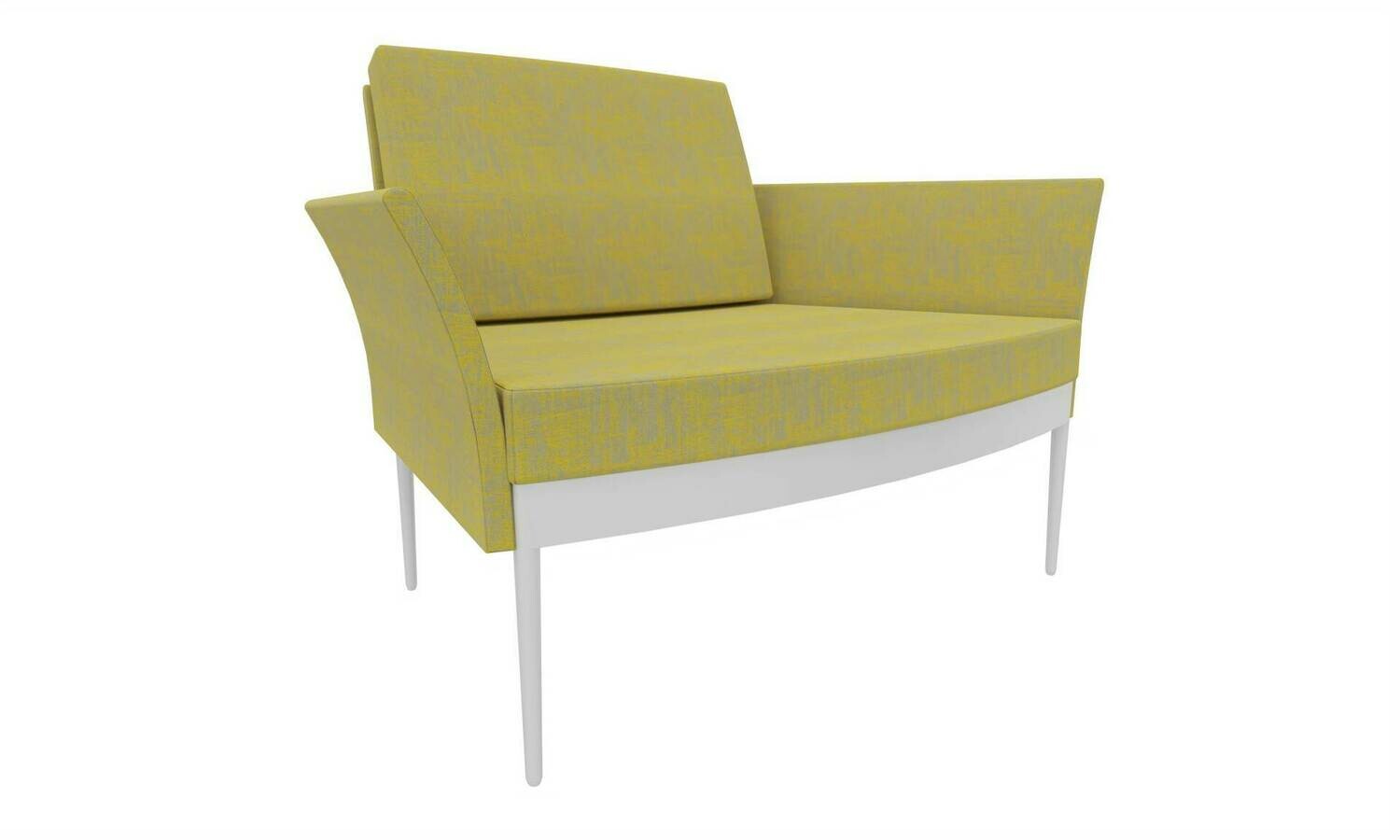 CADEIRA COM BRAÇOS COSTA BAIXA AMARELO ILDIGO C/BASE CURVA  BRANCA