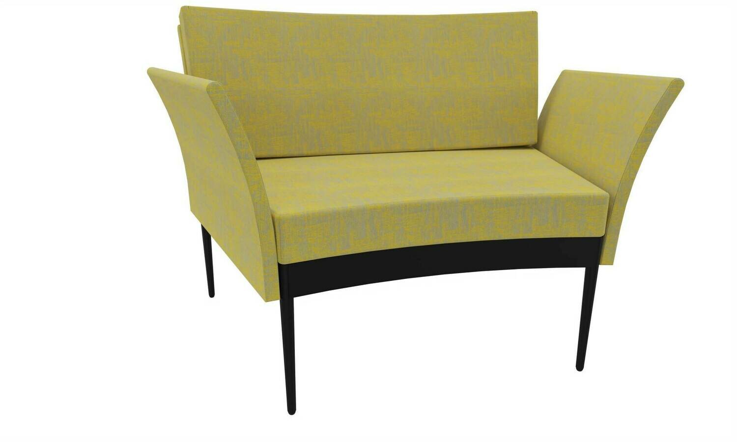 CADEIRA COM BRAÇOS COSTA ALTA AMARELO ILDIGO C/BASE CURVA  ANTRACITE