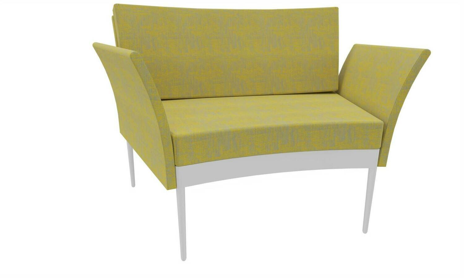 CADEIRA COM BRAÇOS COSTA ALTA AMARELO ILDIGO C/BASE CURVA  BRANCA
