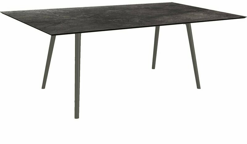 MESA INTERNO ALU TUBO CONICO 6/4,5CM 180x100x75 ANTRACITE/DARK MARBLE