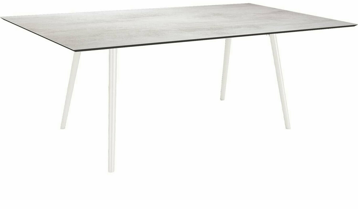 MESA INTERNO ALU TUBO CONICO 6/4,5CM 180x100x75 BRANCA/CEMENT LIGHT