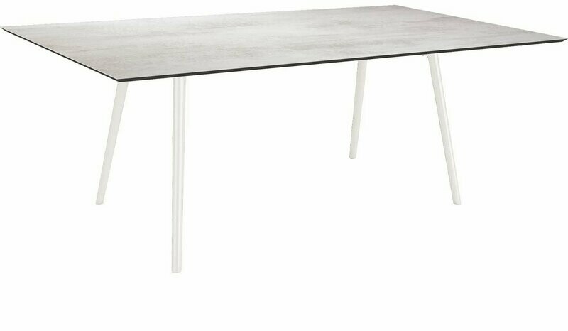 MESA INTERNO ALU TUBO CONICO 6/4,5CM 180x100x75 BRANCA/CEMENT LIGHT