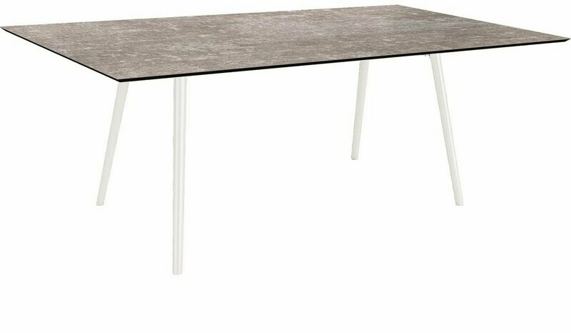 MESA INTERNO ALU TUBO CONICO 6/4,5CM 180x100x75 BRANCA/METALLIC GREY