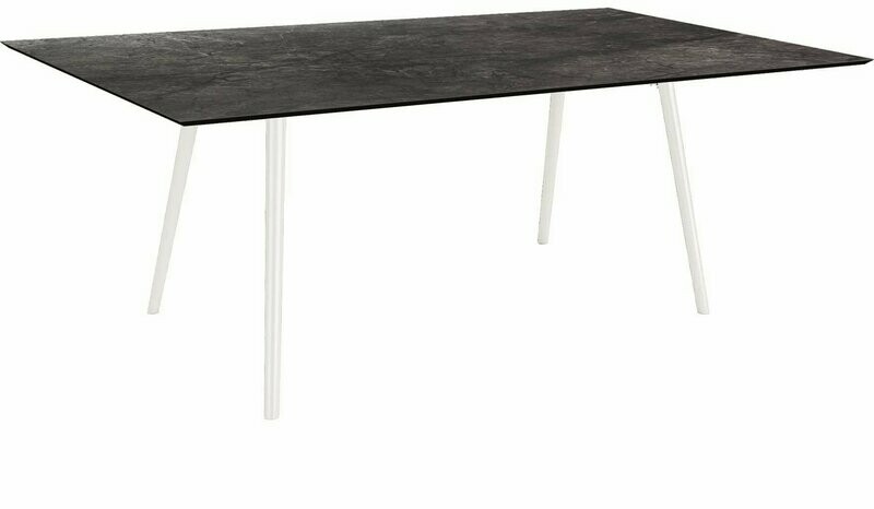 MESA INTERNO ALU TUBO CONICO 6/4,5CM 180x100x75 BRANCA/DARK MARBLE
