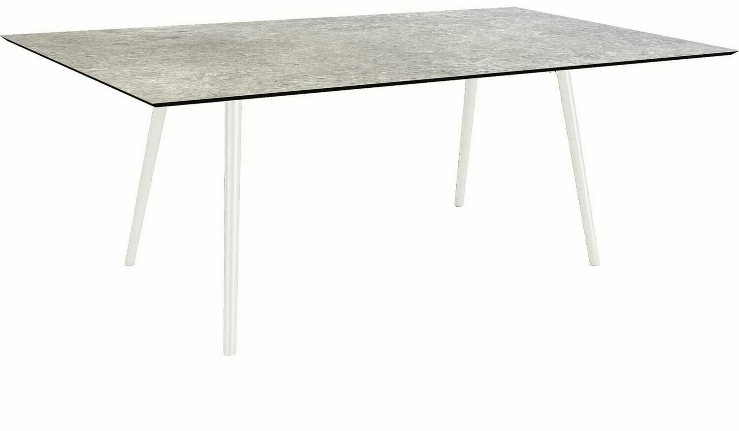 MESA INTERNO ALU TUBO CONICO 6/4,5CM 180x100x75 BRANCA/VINTAGE STONE