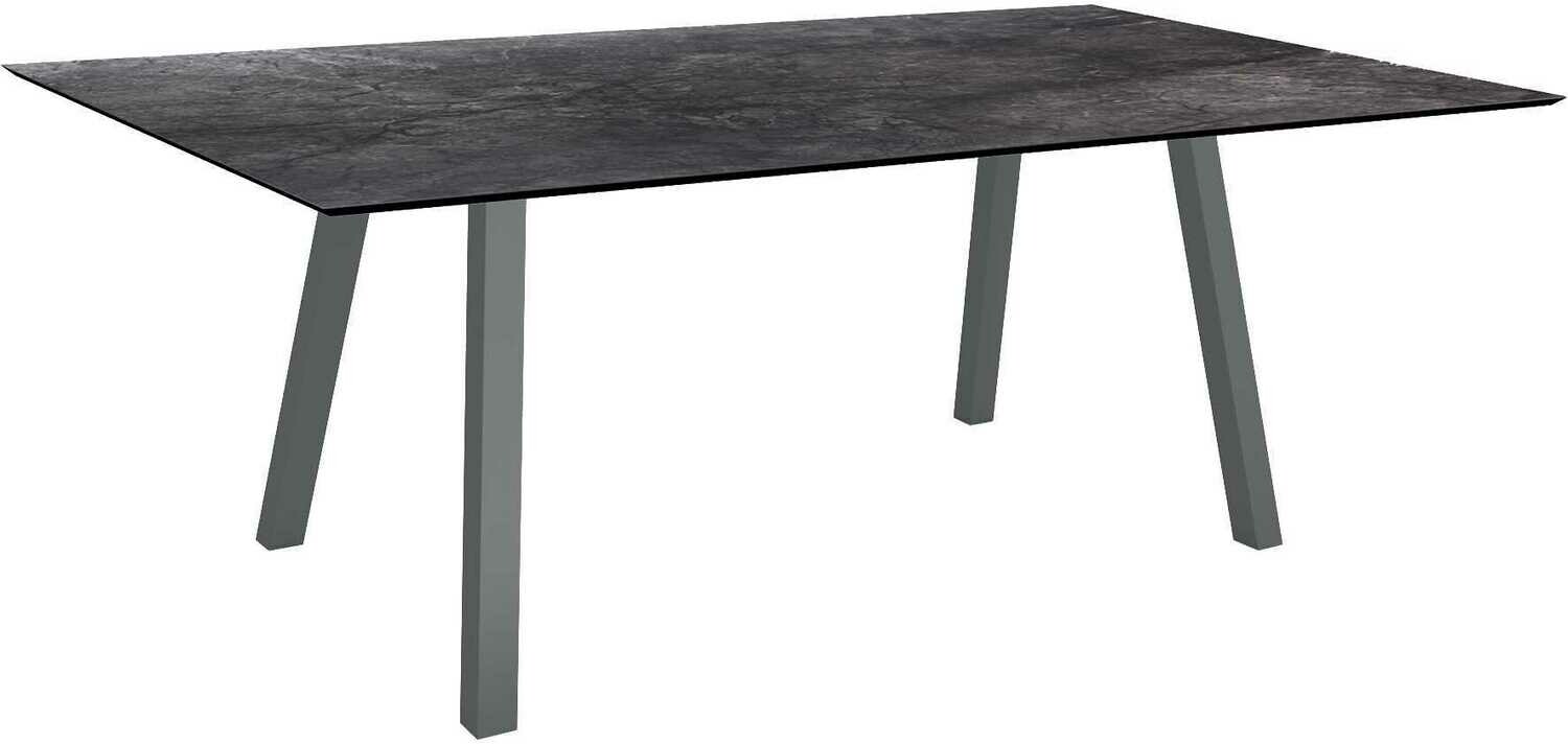 MESA INTERNO ALU TUBO QUAD 6x6 CM 180x100x75 ANTRACITE/DARK MARBLE