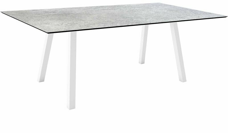 MESA INTERNO ALU TUBO QUAD 6x6 CM 180x100x75 BRANCA/VINTAGE STONE