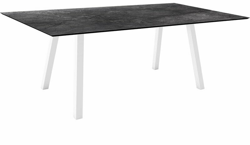 MESA INTERNO ALU TUBO QUAD 6x6 CM 180x100x75 BRANCA/DARK MARBLE