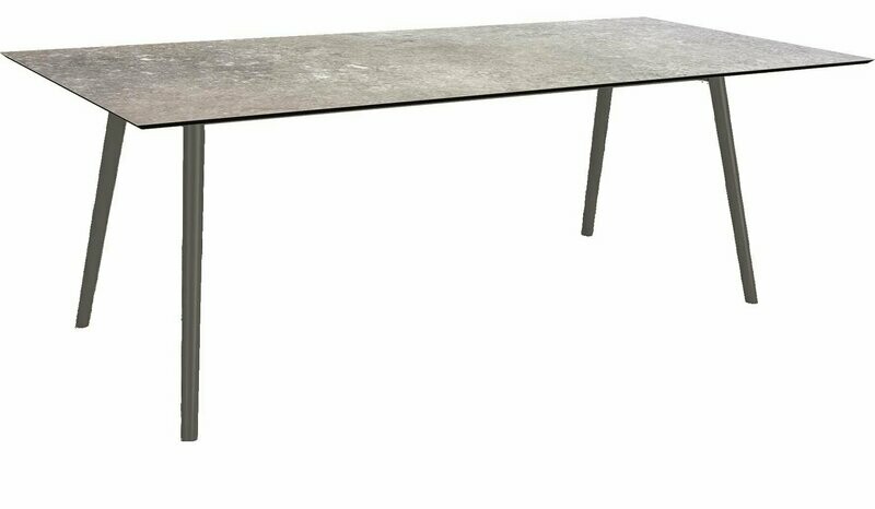 MESA INTERNO ALU TUBO CONICO 6/4,5CM 220x100x75 ANTRACITE/VINTAGE STONE