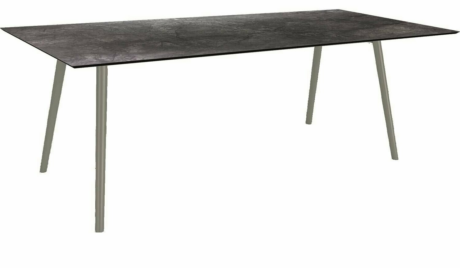 MESA INTERNO ALU TUBO CONICO 6/4,5CM 220x100x75 GRAFITE/DARK MARBLE