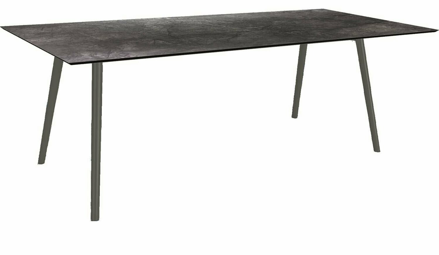 MESA INTERNO ALU TUBO CONICO 6/4,5CM 220x100x75 ANTRACITE/DARK MARBLE