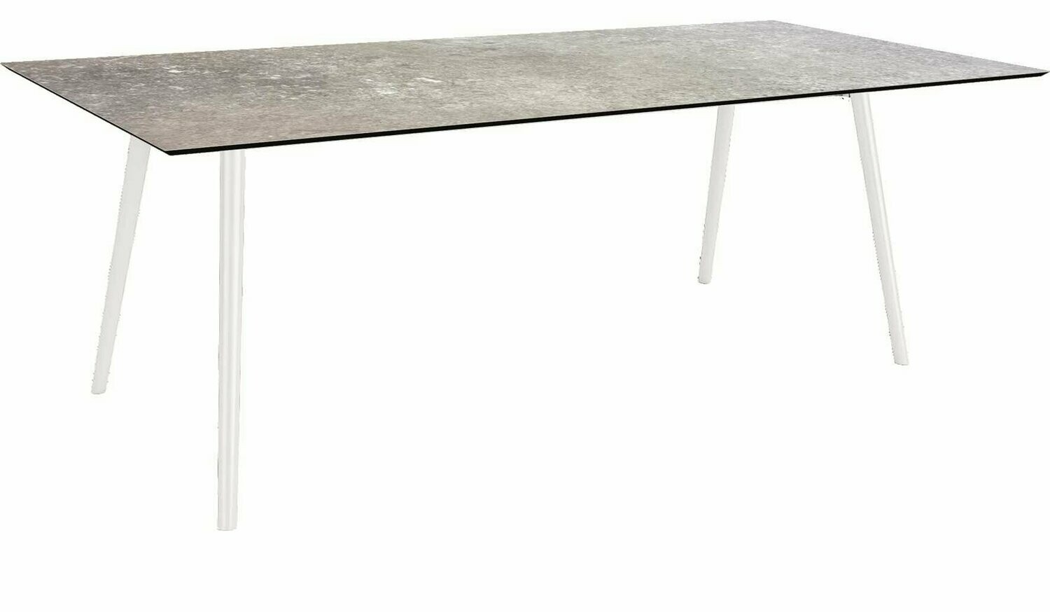 MESA INTERNO ALU TUBO CONICO 6/4,5CM 220x100x75 BRANCA/VINTAGE STONE