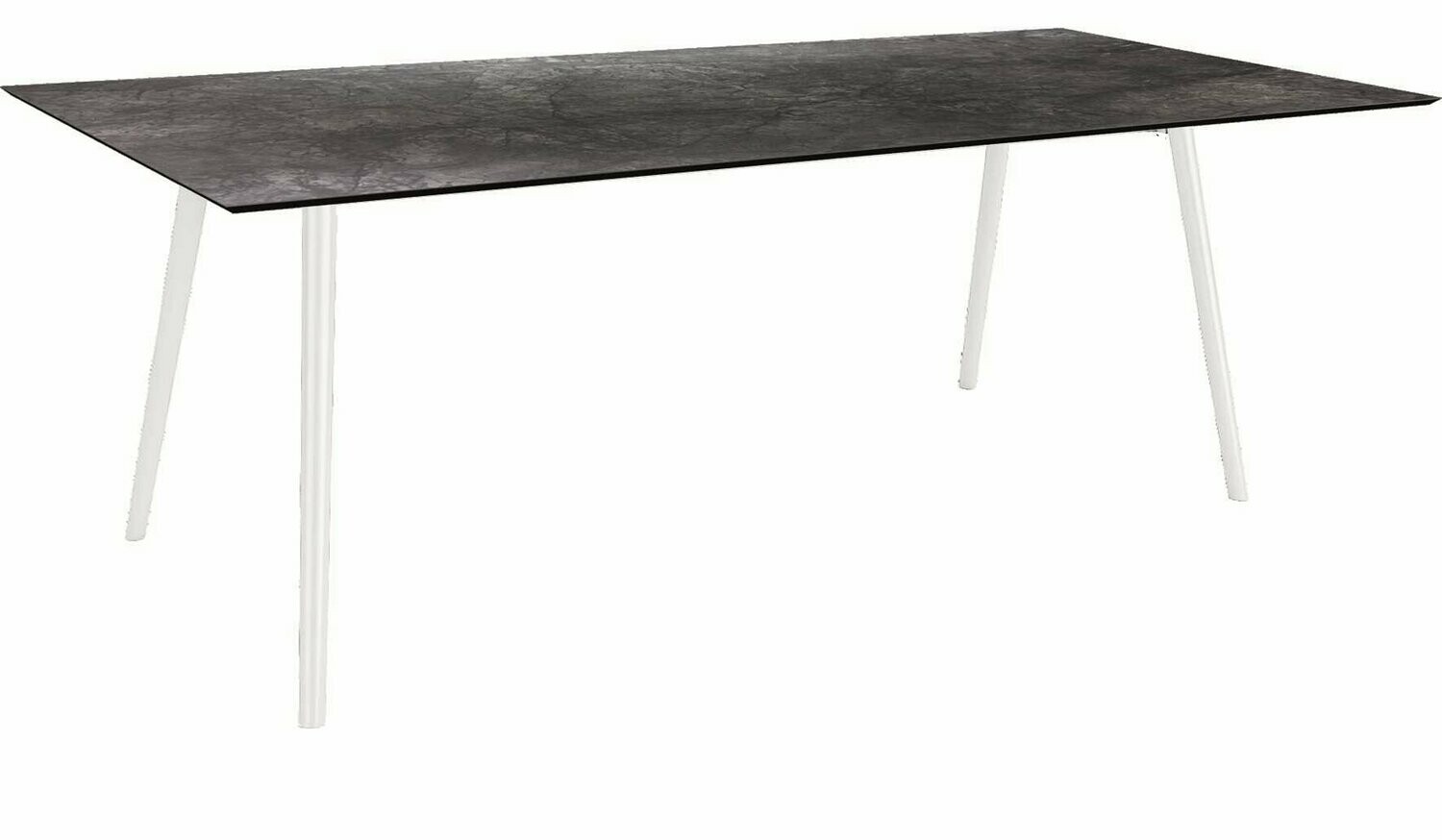 MESA INTERNO ALU TUBO CONICO 6/4,5CM 220x100x75 BRANCA/DARK MARBLE