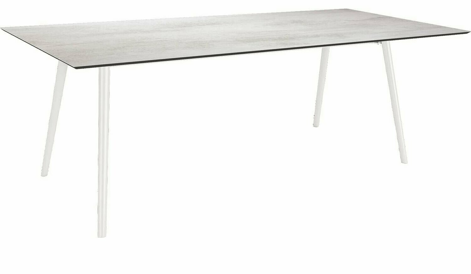 MESA INTERNO ALU TUBO CONICO 6/4,5CM 220x100x75 BRANCA/CEMENT LIGHT