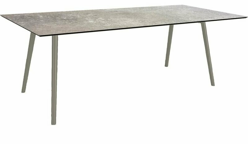 MESA INTERNO ALU TUBO CONICO 6/4,5CM 220x100x75 GRAFITE/VINTAGE STONE