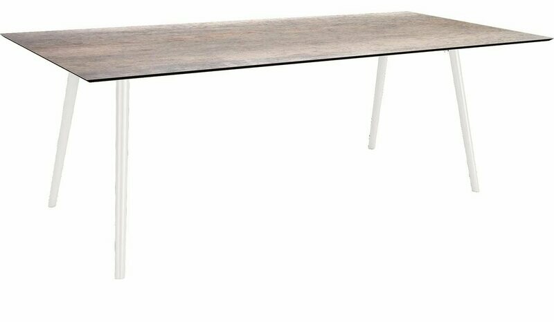 MESA INTERNO ALU TUBO CONICO 6/4,5CM 220x100x75 BRANCA/SMOKY