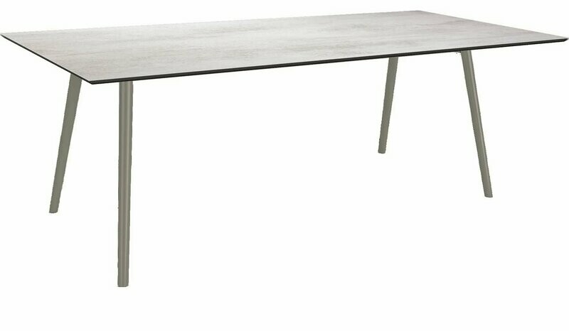 MESA INTERNO ALU TUBO CONICO 6/4,5CM 220x100x75 GRAFITE/CEMENT LIGHT