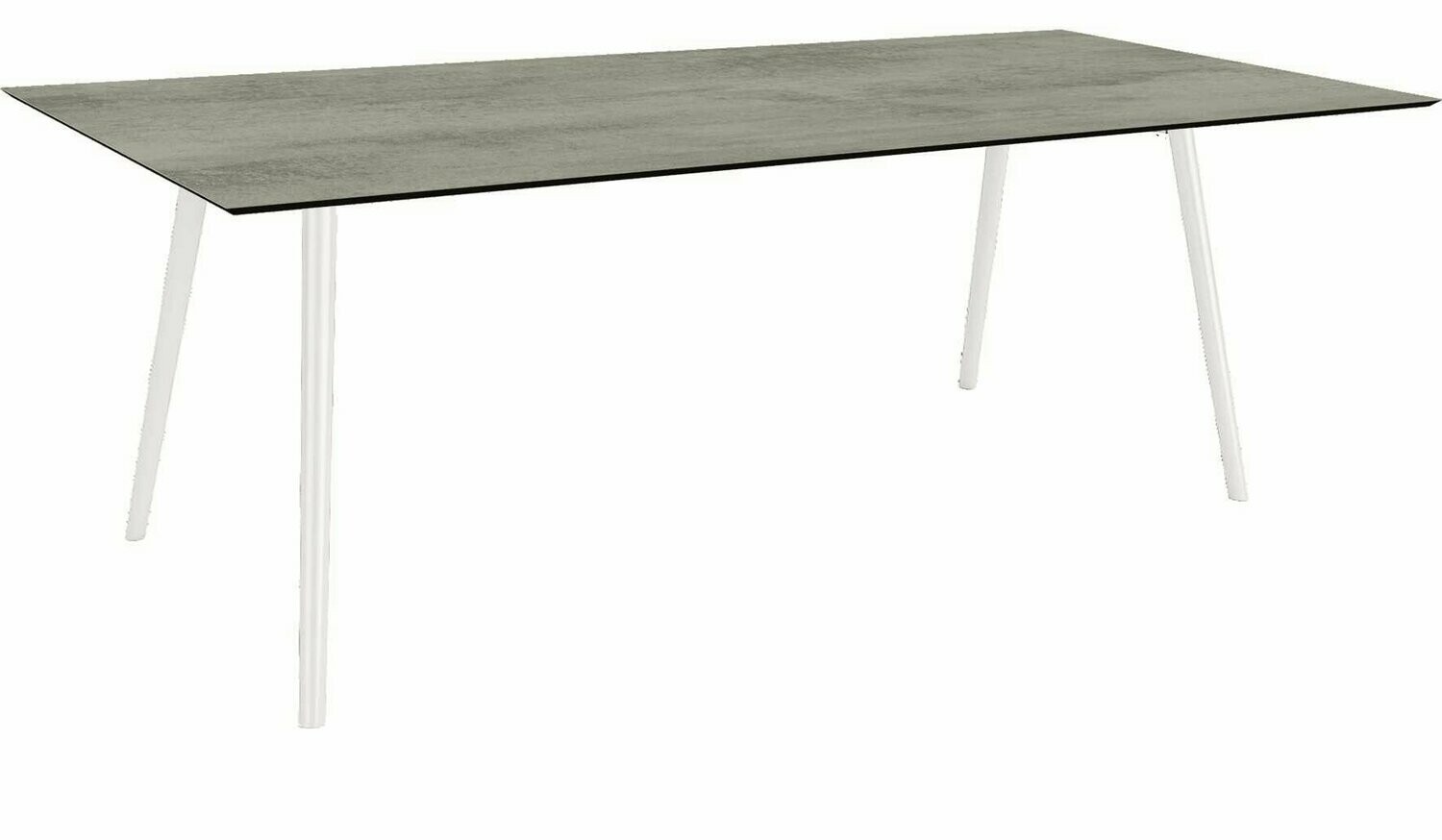 MESA INTERNO ALU TUBO CONICO 6/4,5CM 220x100x75 BRANCA/CEMENT