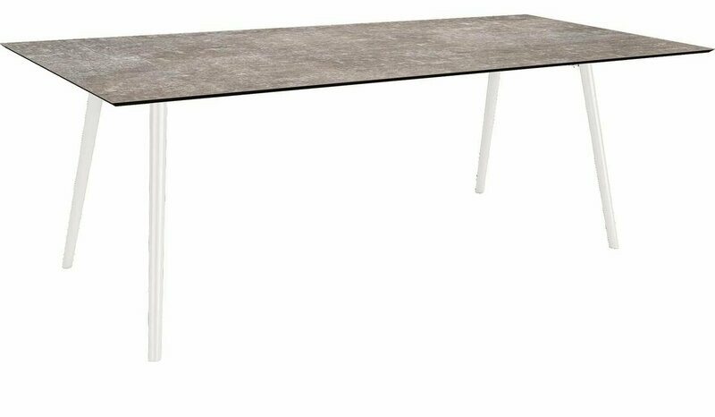 MESA INTERNO ALU TUBO CONICO 6/4,5CM 220x100x75 BRANCA/METALLIC GREY