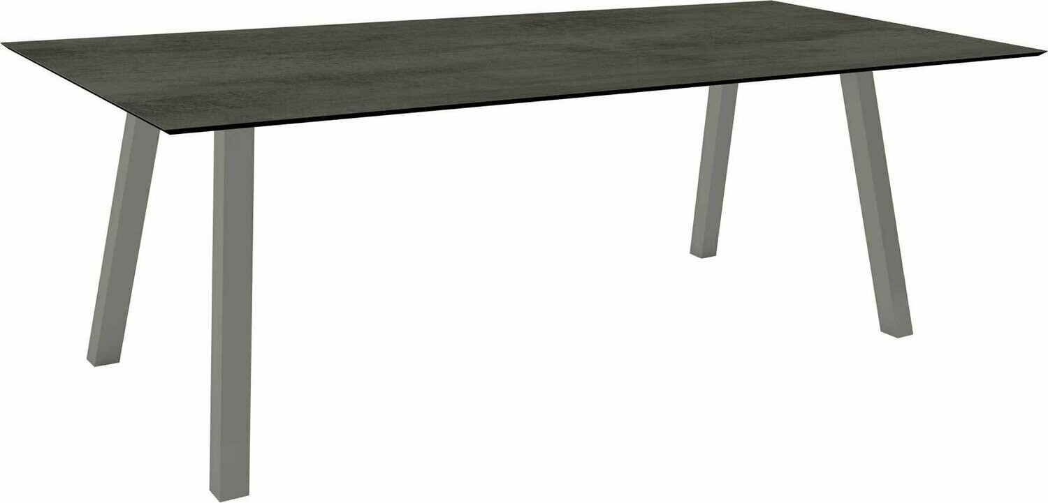 MESA INTERNO ALU TUBO QUAD 6x6 CM 220x100x75 GRAFITE/CEMENT