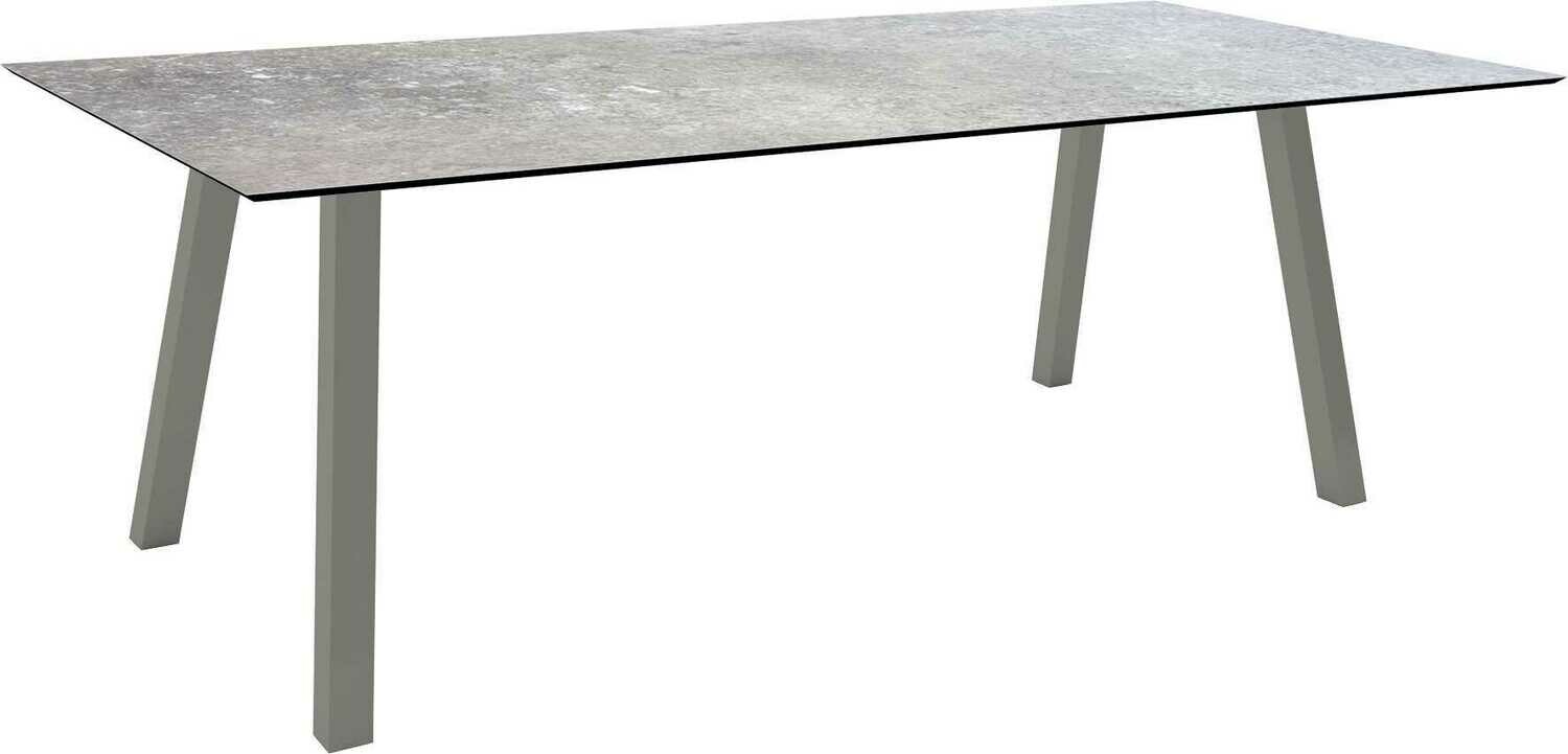 MESA INTERNO ALU TUBO QUAD 6x6 CM 220x100x75 GRAFITE/VINTAGE STONE