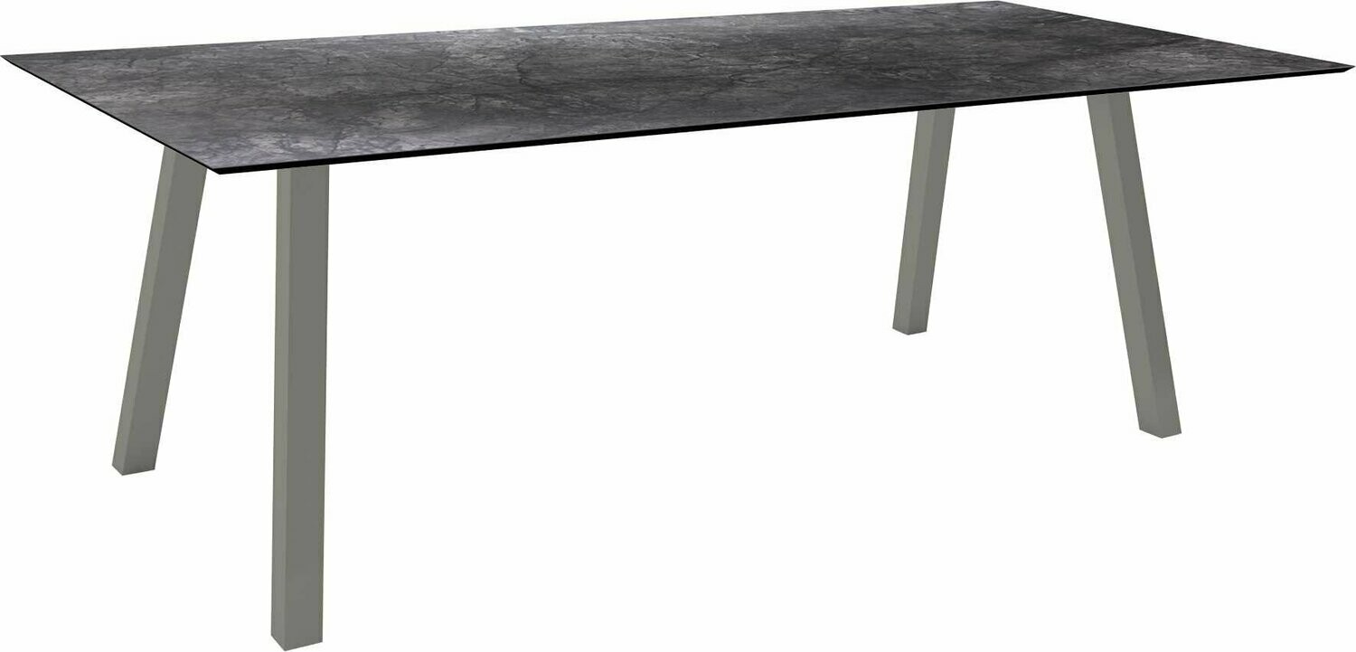 MESA INTERNO ALU TUBO QUAD 6x6 CM 220x100x75 GRAFITE/DARK MARBLE