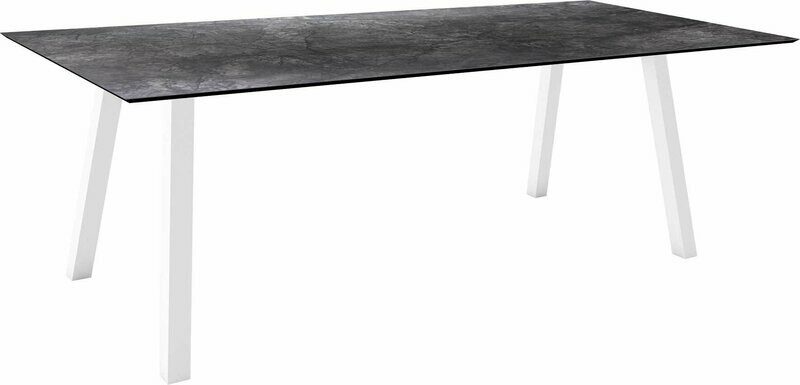 MESA INTERNO ALU TUBO QUAD 6x6 CM 220x100x75 BRANCA/DARK MARBLE