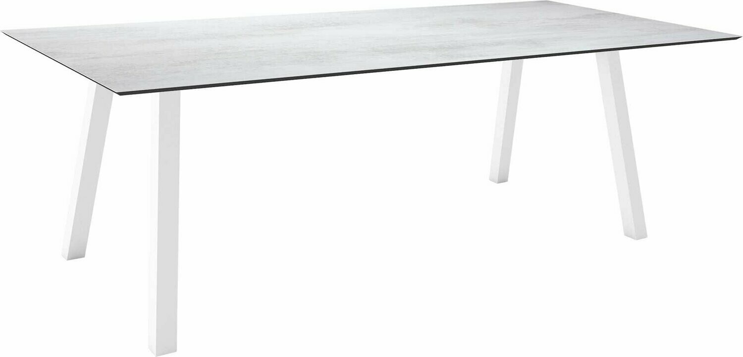 MESA INTERNO ALU TUBO QUAD 6x6 CM 220x100x75 BRANCA/CEMENT LIGHT