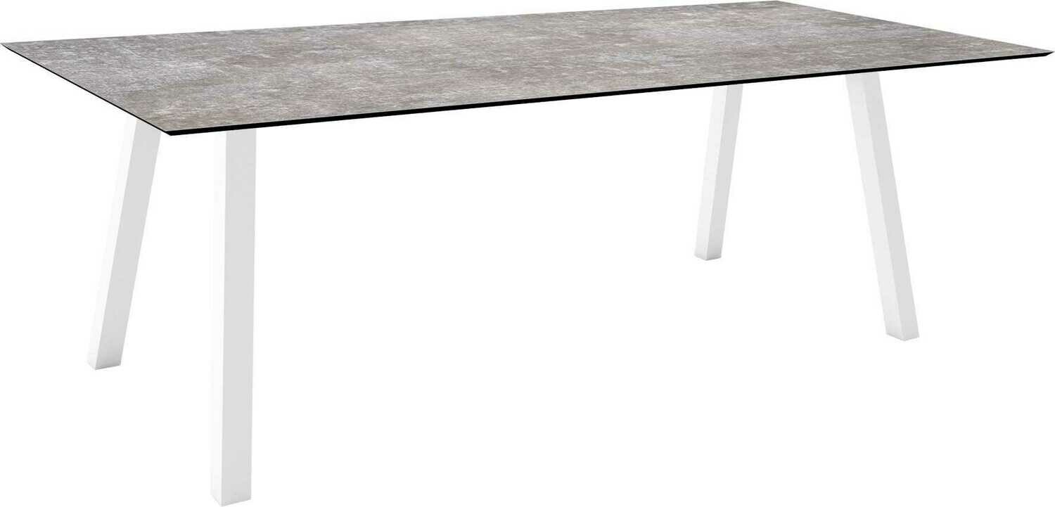 MESA INTERNO ALU TUBO QUAD 6x6 CM 220x100x75 BRANCA/METALLIC GREY