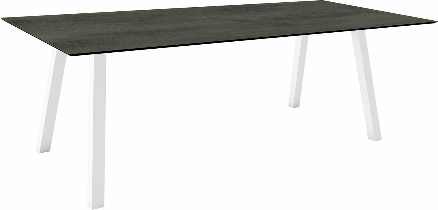 MESA INTERNO ALU TUBO QUAD 6x6 CM 220x100x75 BRANCA/CEMENT
