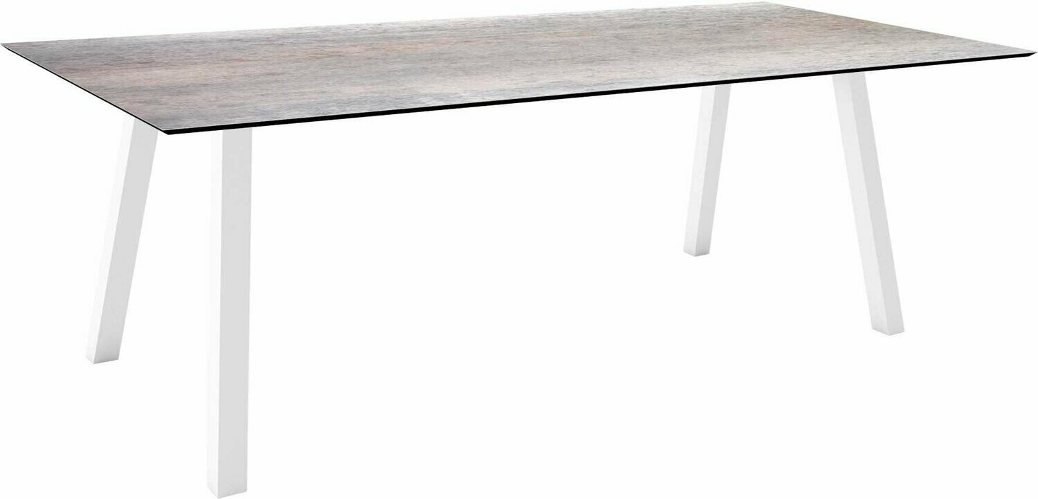 MESA INTERNO ALU TUBO QUAD 6x6 CM 220x100x75 BRANCA/SMOKY