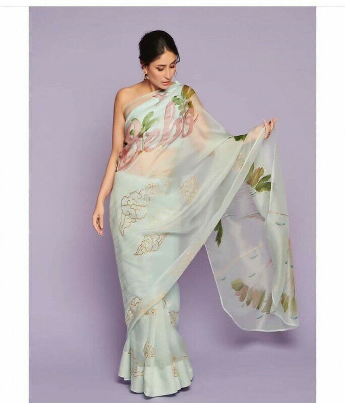 Kareena Kapoor Wear Pistal Color Bollywood Style Saree exclusive saree Bebo saree