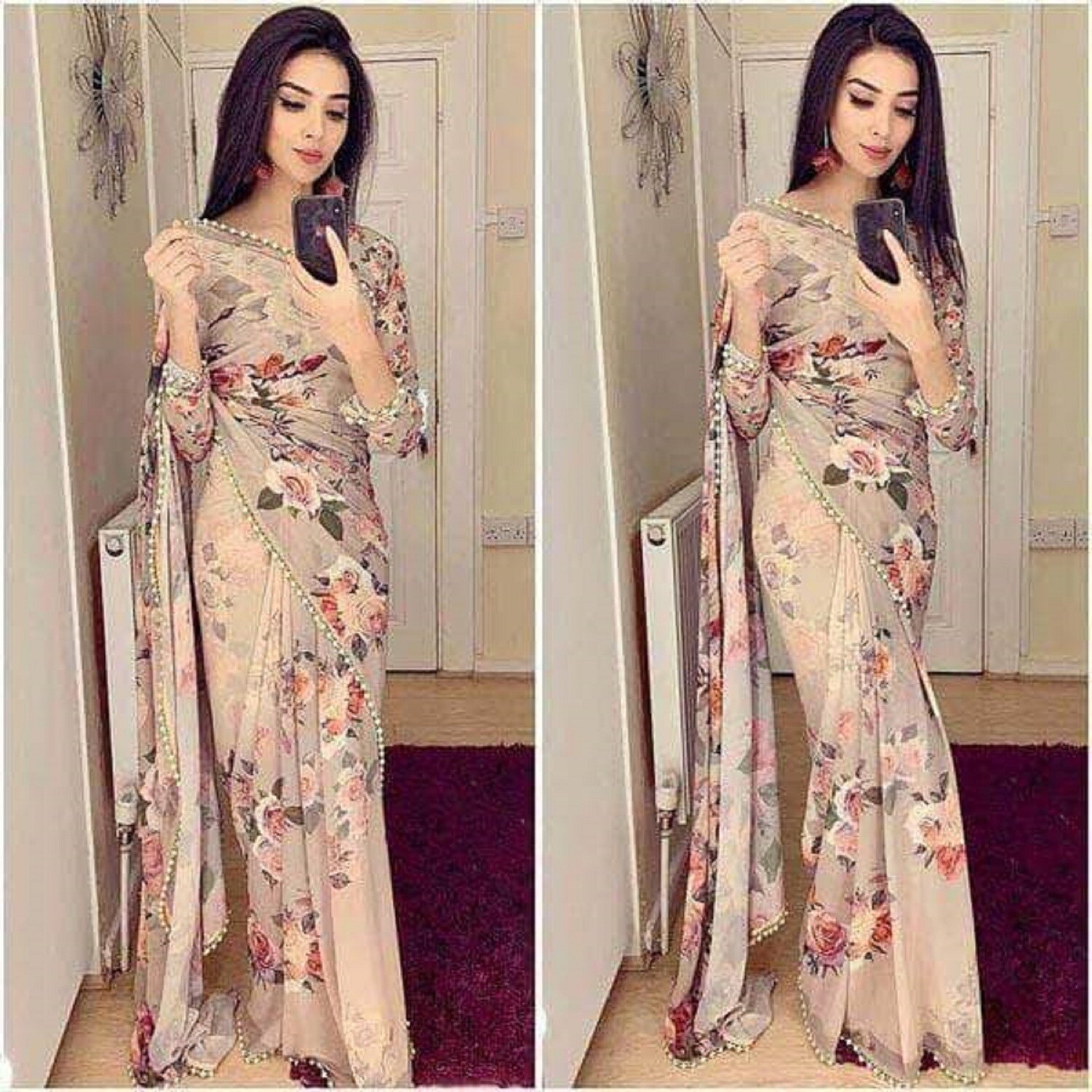 Exclusive latest fashion new bollywood style saree collection floral designer saree