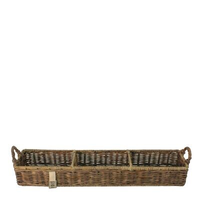 Rustic Rattan Rectangular Basket / Korb mit drei Fächern