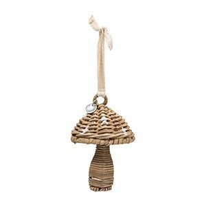 Rustic Rattan Mushroom Ornament / Rattan Pilz