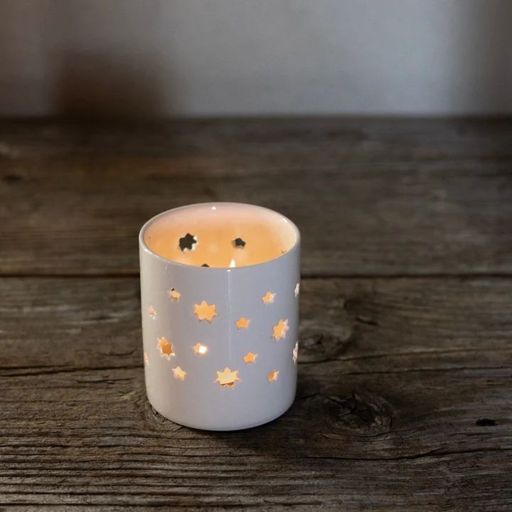 Windlicht Sterne white Porzellan S