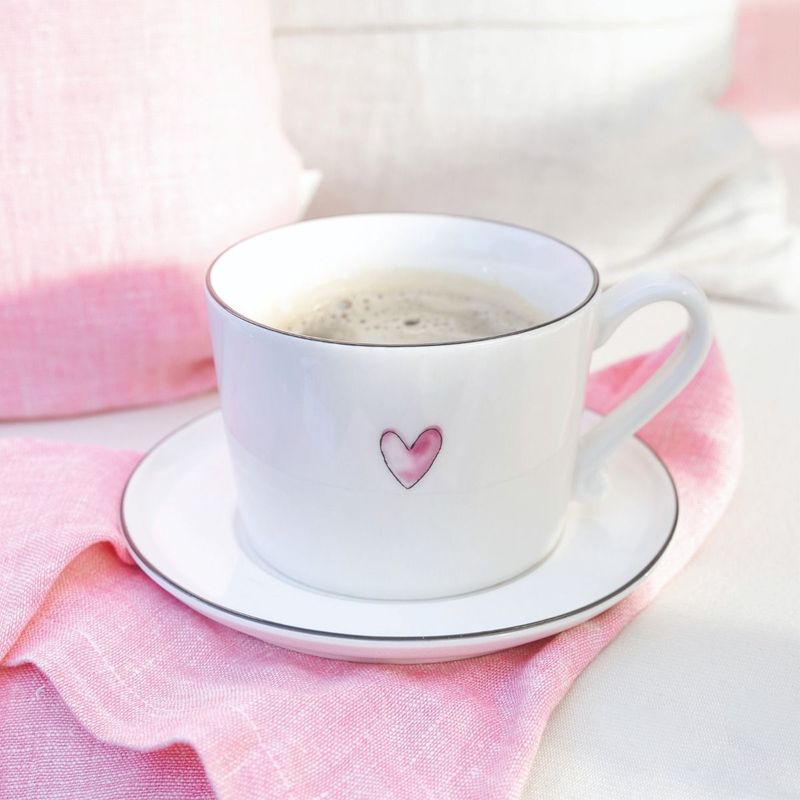 Cup / Tasse white/rose heart