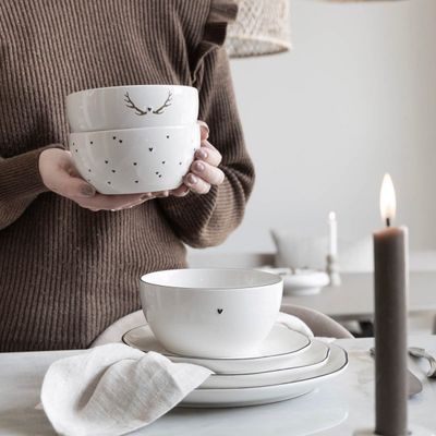 Schale Medium White /edge Black