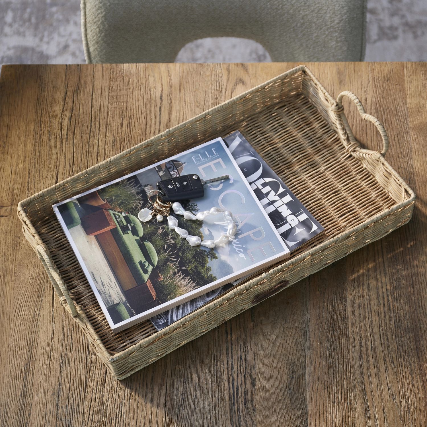 Rustic Rattan Happy Heart Tray51x30
