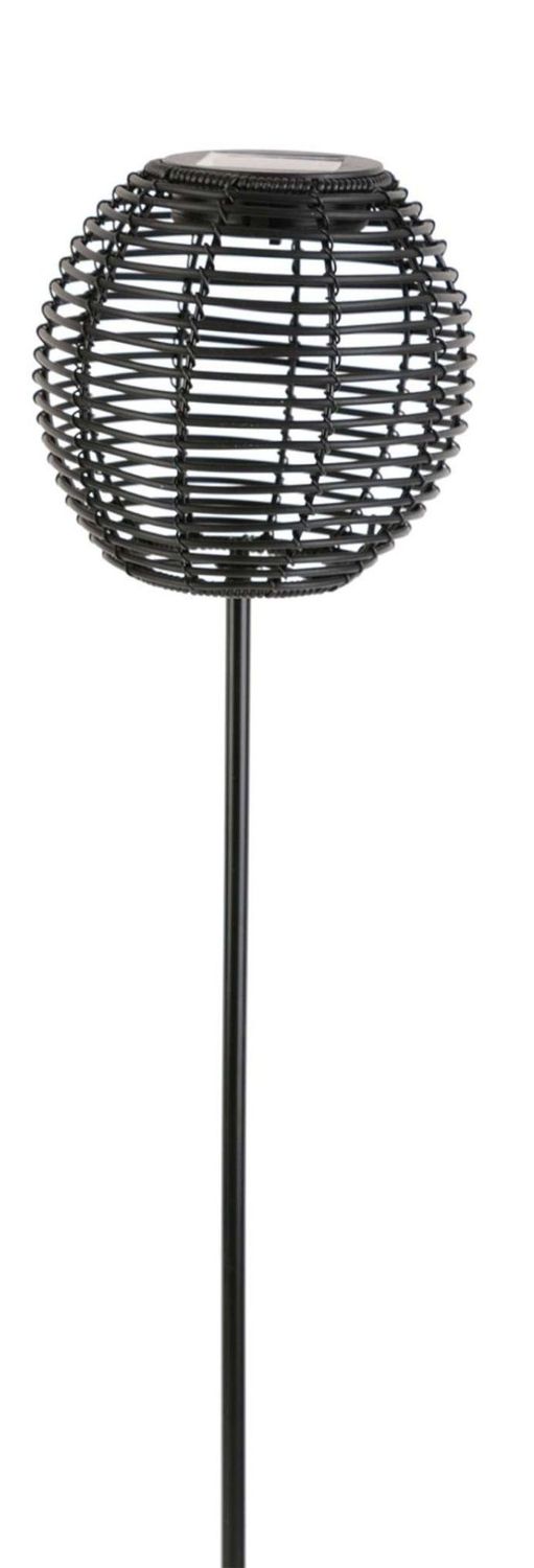 Solar-Laterne Ball am Stab (Solar+Nylonbänder) black