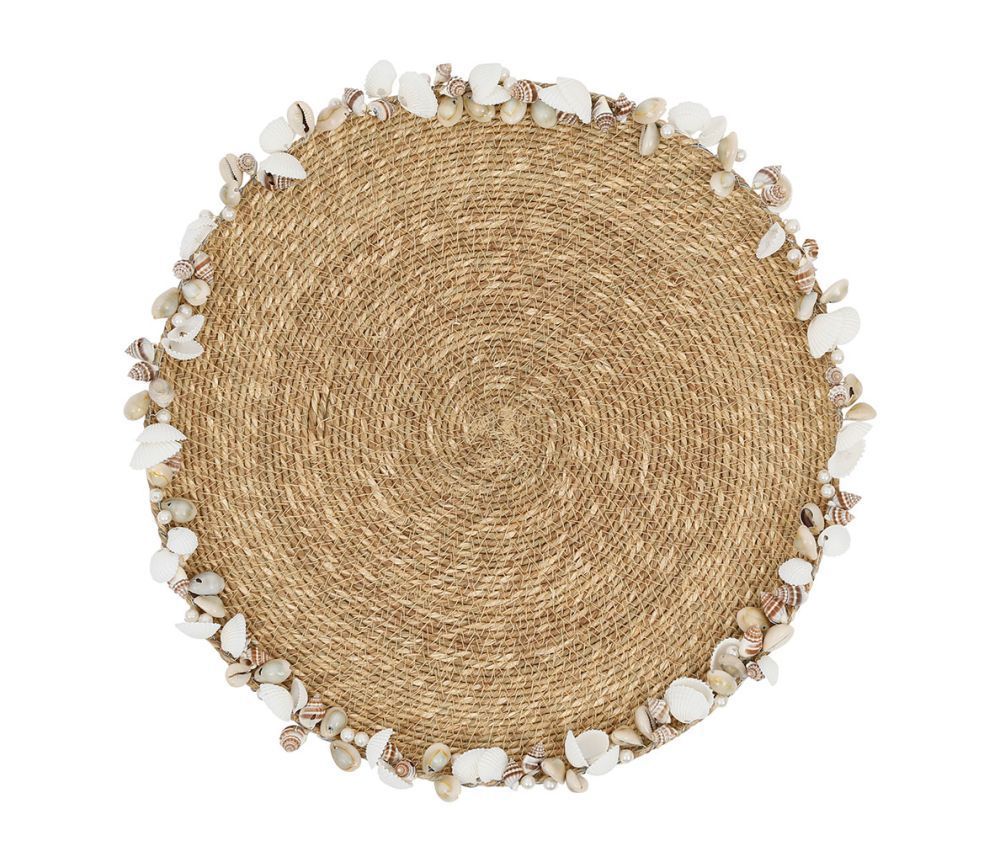 Placemat / Platzset rund mit Muscheln, Seegras