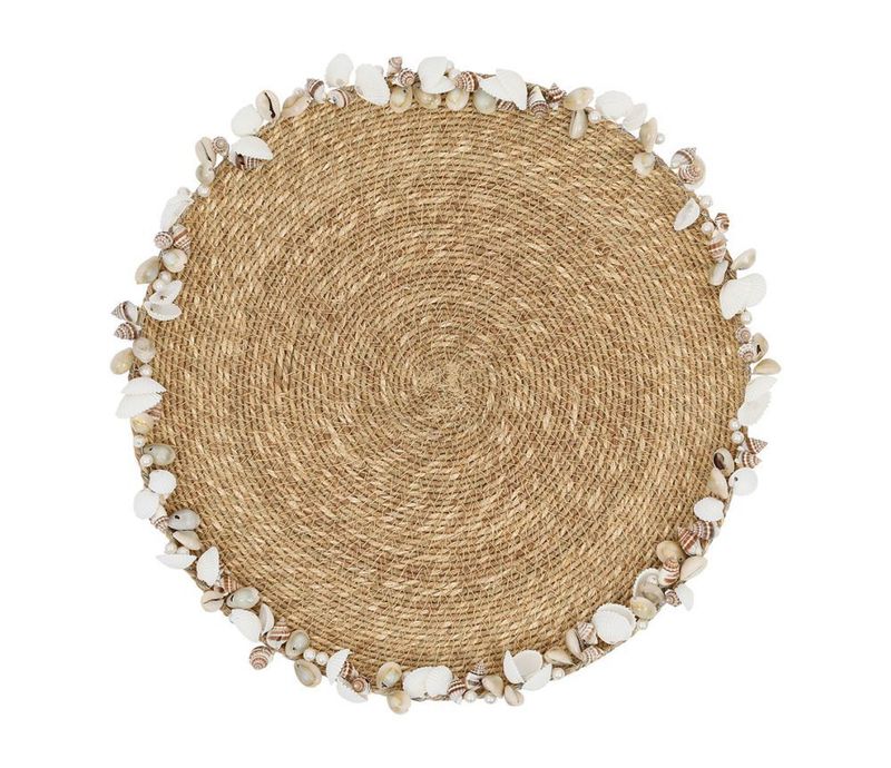 Placemat / Platzset rund mit Muscheln, Seegras