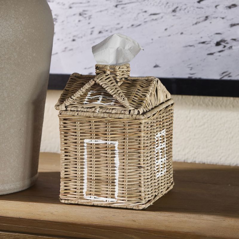 Rustic Rattan House Tissue Box Rustic Rattan House Tissue Box