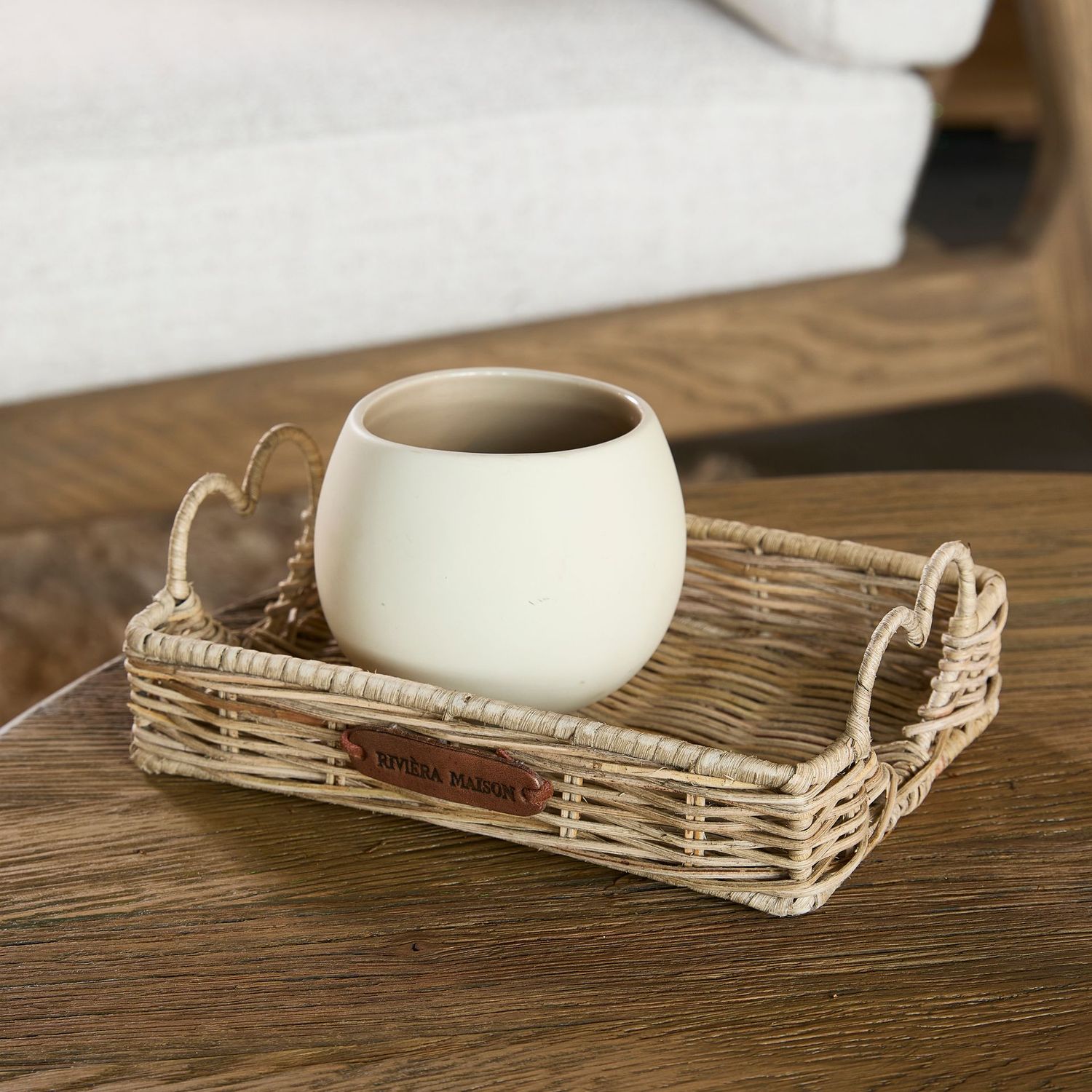 Rustic Rattan Happy Heart Mini Tray