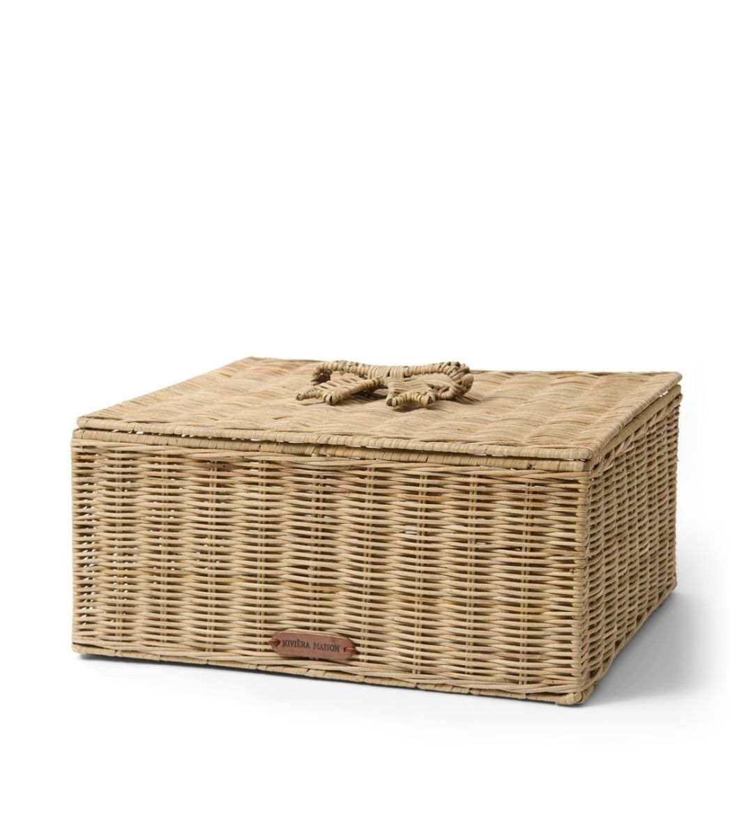 Rustic Rattan Bow Storage Box L