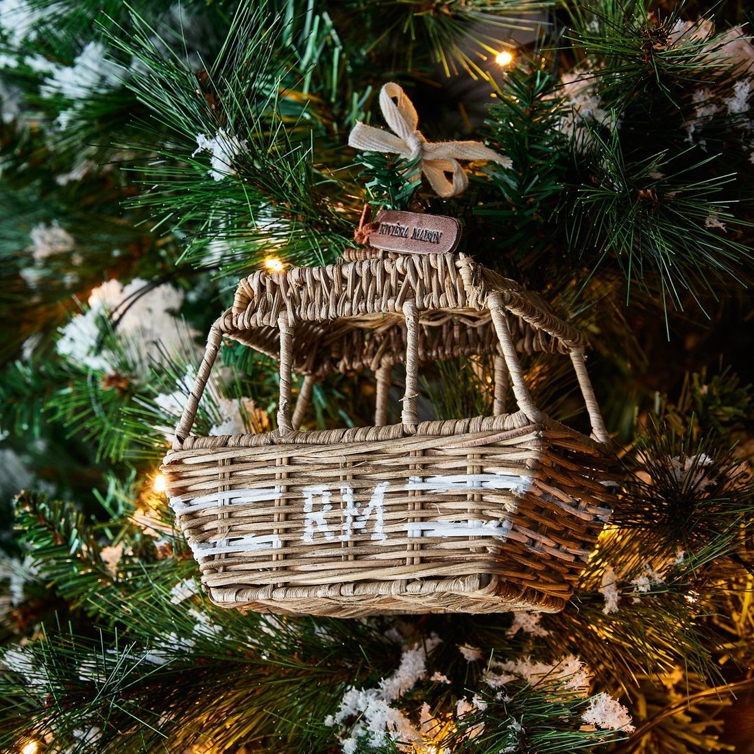 Rustic Rattan Ski Lift Ornament