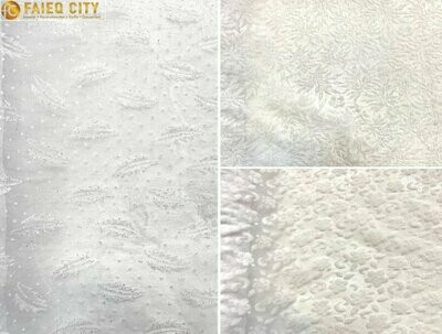 Stoff Tüll mit Muster Glänzend Blüten Kleid Tuch Weiß Ivory Glitzer 0,5m