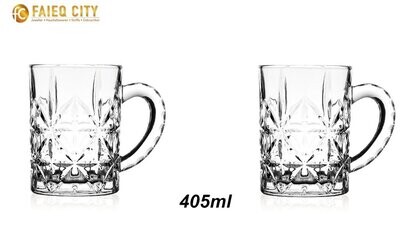 2er-Set Teeglas Bierglas Bierkrug Gläser Teetasse Trinkgläser mit Henkel 405ml