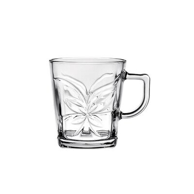 6er-Set Teeglas Gläser Trinkgläser mit Henkel Blumenmuster 260ml