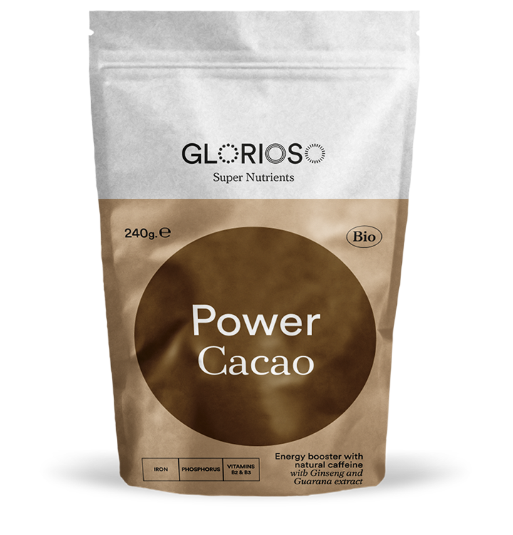 Biologisch veganistisch Power  Cacao Glutenvrij 240 gr / Bio Energy Cacao Formule met natuurlijke cafeïne.